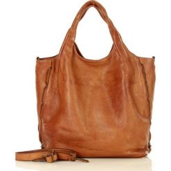 MARCO MAZZINI Pojemna torebka shopper bag z rozpinanymi bokami old pelle lavata camel. Brązowe torby damskie na zakupy MAZZINI, w paski, ze skóry, klasyczne, bez dodatków. W wyprzedaży za 499,00 zł.
