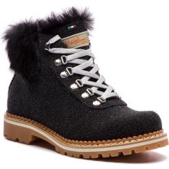 Trapery MONTELLIANA - Clara M1714 Black Glitter. Czarne trapery damskie Montelliana, ze skóry, bez obcasa, na sznurówki. W wyprzedaży za 969,00 zł.