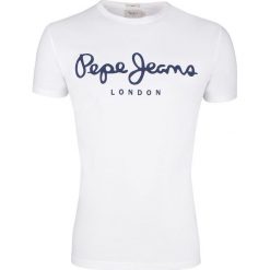T-Shirt Pepe Jeans Original Stretch White. Białe t-shirty męskie Pepe Jeans, m, bez wzorów, z jeansu, klasyczne, z klasycznym kołnierzykiem. Za 69,00 zł.