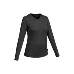 Koszulka turystyczna z długim rękawem TRAVEL 500 WOOL damska. Czarne t-shirty damskie marki FORCLAZ, s, z materiału. Za 79,99 zł.