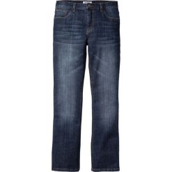 Dżinsy ze stretchem Slim Fit Bootcut bonprix ciemny denim. Niebieskie jeansy męskie bonprix, m, bez wzorów, z jeansu, klasyczne. Za 109,99 zł.