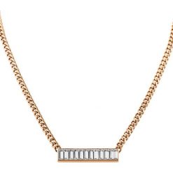 Naszyjniki damskie: Naszyjnik w kolorze różowego złota z kryształami Swarovski – (D)45 cm