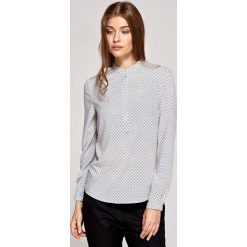 Koszulowa Bluzka Polo z Niską Stójką w Kafelki. Szare bluzki koszulowe marki Molly.pl, l, z jeansu. W wyprzedaży za 113,37 zł.