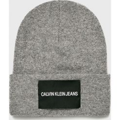 Calvin Klein Jeans - Czapka. Szare czapki zimowe damskie Calvin Klein Jeans, na zimę, z jeansu. Za 159,90 zł.