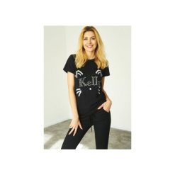 T-shirt Cat Kelly. Czarne t-shirty damskie marki Kelly couronne, xl, z aplikacjami, z bawełny, klasyczne, z okrągłym kołnierzem. Za 79,00 zł.