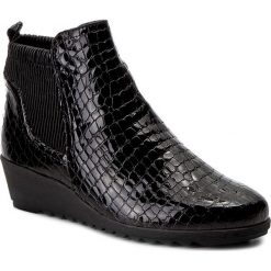 Botki CAPRICE - 9-25357-29 Blk Croco Pat. 041. Czarne buty zimowe damskie marki Caprice, z materiału, na obcasie. W wyprzedaży za 209,00 zł.