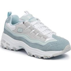 Sneakersy SKECHERS - D'lites Sure Thing 13141/LBGY Light Blue/Grey. Zielone półbuty damskie Skechers, bez wzorów, z zamszu, bez obcasa, na płaskiej podeszwie, bez zapięcia. W wyprzedaży za 239,00 zł.