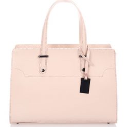 Torebki klasyczne damskie: Skórzana torebka w kolorze jasnoróżowym – 35 x 25 x 15 cm