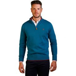 Sweter w kolorze zielonym. Zielone swetry męskie The Time of Bocha, m, z haftami, z bawełny, ze stójką, bez kaptura. W wyprzedaży za 119,95 zł.