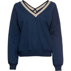 Bluza bonprix ciemnoniebieski. Niebieskie bluzy damskie bonprix, bez wzorów, bez rękawów, bez kaptura. Za 99,99 zł.
