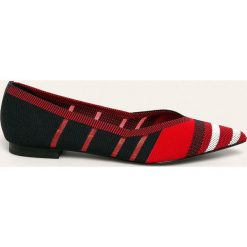 Tommy Hilfiger - Baleriny. Niebieskie baleriny damskie TOMMY HILFIGER, bez wzorów, ze skóry, bez obcasa, na obcasie. Za 399,90 zł.