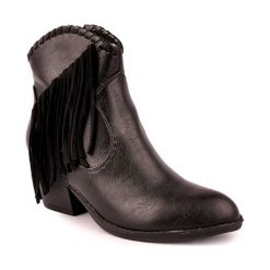 Botki w kolorze czarnym. Czarne botki damskie Sotoalto, z materiału, bez obcasa, na obcasie, bez zapięcia. W wyprzedaży za 159,95 zł.