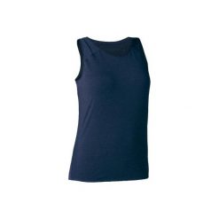 Top Gym & Pilates 520 damski. Niebieskie topy damskie DOMYOS, s, bez wzorów, z elastanu, bez kołnierzyka. Za 49,99 zł.