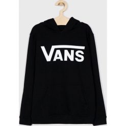 Vans - Bluza dziecięca. Czarne bluzy chłopięce Vans, z nadrukiem, z bawełny, bez rękawów, z kapturem. Za 219,90 zł.