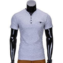 T-shirty męskie: T-SHIRT MĘSKI BEZ NADRUKU S764 – SZARY