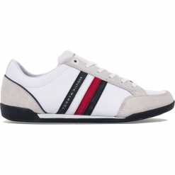 Tommy Hilfiger Corporate Material Mix Cupsole FM0FM02046-100. Brązowe trampki męskie TOMMY HILFIGER, w paski, ze skóry, sportowe, z paskami. W wyprzedaży za 349,99 zł.