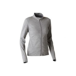 Bluza na zamek Gym & Pilates 100 damska. Szare bluzy damskie DOMYOS, xs, bez wzorów, z elastanu, bez rękawów, bez kaptura. Za 49,99 zł.