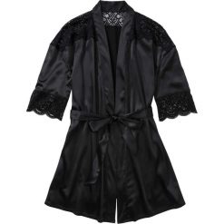 Szlafrok kimono bonprix czarny. Czarne szlafroki damskie bonprix, bez wzorów, z koronki, bez rękawów, bez kaptura. Za 99,99 zł.