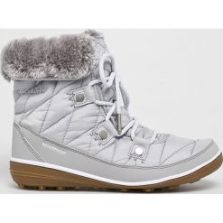 Columbia - Śniegowce Heavenly. Szare śniegowce damskie Columbia, z materiału, bez zapięcia. W wyprzedaży za 399,90 zł.