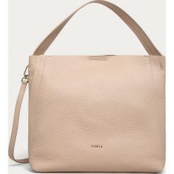 Furla - Torebka skórzana. Różowe torby damskie na zakupy Furla, w paski, ze skóry, na ramię, duże, bez dodatków. Za 1649,00 zł.