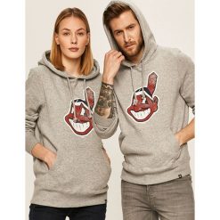 47brand - Bluza. Szare bluzy damskie 47brand, s, z nadrukiem, z bawełny, bez rękawów, z kapturem. W wyprzedaży za 159,90 zł.