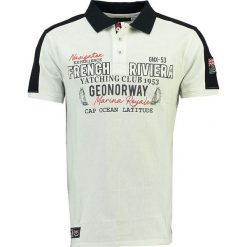 Koszulka polo w kolorze białym. Białe koszulki męskie Geographical Norway Men, m, z nadrukiem, z bawełny, bez rękawów. W wyprzedaży za 90,95 zł.