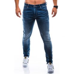 Spodnie męskie jeansowe P785 - granatowe. Niebieskie spodnie męskie Ombre Clothing, m, bez wzorów, z bawełny. Za 59,00 zł.