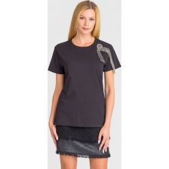 T-SHIRT PINKO. Czarne t-shirty damskie Pinko, s, z nadrukiem, z bawełny, z okrągłym kołnierzem. Za 335,40 zł.