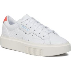 Buty adidas - Sleek Super W EF1897 Ftwwht/Ftwwht/Solred. Białe półbuty damskie Adidas, na co dzień, bez wzorów, ze skóry, bez obcasa, bez zapięcia. W wyprzedaży za 239,00 zł.
