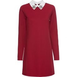 Sukienka z kołnierzykiem bonprix ciemnoczerwono-biały. Sukienki damskie bonprix. Za 59,99 zł.