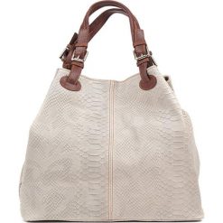 Torebki klasyczne damskie: Skórzana torebka w kolorze beżowym – (S)30 x (W)37 x (G)16 cm