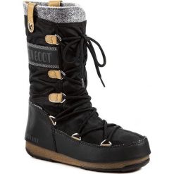 Śniegowce MOON BOOT - Monaco Felt 24003200003 Nero/Black. Czarne kozaki damskie Moon Boot, na zimę, ze skóry ekologicznej, bez obcasa, na sznurówki. W wyprzedaży za 449,00 zł.