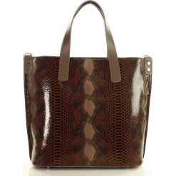 Włoska torebka z naturalnej skóry - MAZZINI SARITA brąz caffe snake. Brązowe shopper bag damskie MAZZINI, w paski, ze skóry, na ramię. Za 339,00 zł.