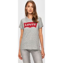 Levi's - T-shirt. Szare bluzki damskie Levi's®, s, z nadrukiem, z bawełny, z okrągłym kołnierzem. W wyprzedaży za 79,90 zł.