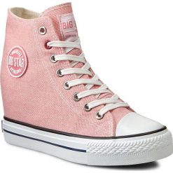 Sneakersy BIG STAR - U274906 Salmon. Różowe półbuty damskie marki BIG STAR, na co dzień, bez wzorów, z gumy, retro, bez obcasa, na koturnie, bez zapięcia. W wyprzedaży za 79,00 zł.