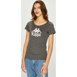 Kappa - Top. Szare topy damskie Kappa, l, z nadrukiem, z bawełny, z okrągłym kołnierzem. Za 49,90 zł.