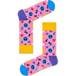 Happy Socks - Skarpetki Peace & Love. Czerwone skarpetki damskie marki Happy Socks, z elastanu. W wyprzedaży za 29,90 zł.