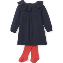 Zestaw: sukienka + rajstopy 1 mies. - 3 lata. Czerwone sukienki dziewczęce marki La Redoute Collections, z bawełny, z długim rękawem, długie, maxi. Za 95,72 zł.