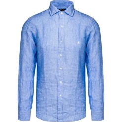 Koszula lniana POLO RALPH LAUREN. Niebieskie koszule męskie Polo Ralph Lauren, bez wzorów, polo, bez rękawów. Za 660,00 zł.