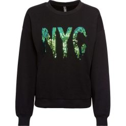 Bluza z cekinami bonprix czarny. Czarne bluzy damskie bonprix. Za 99,99 zł.