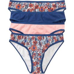 Figi (4 pary) bonprix biel wełny z nadrukiem + jasny koralowy + kobaltowy. Białe majtki damskie marki bonprix, z nadrukiem, z wełny. Za 39,96 zł.