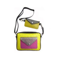 Torebka Double Bag - limonkowy żółw. Brązowe torebki klasyczne damskie Pakamera, ze skóry. Za 460,00 zł.