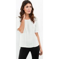 Koszulka z szyfonową wstawką. Szare bluzki damskie marki GERRY WEBER EDITION, z szyfonu, z krótkim rękawem. Za 199,00 zł.