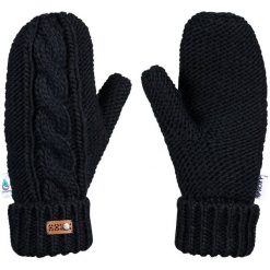 Roxy Damskie Rękawiczki Winter Mittens J Mttn kvj0 True Black. Czarne rękawiczki damskie Roxy, bez wzorów, z dzianiny. W wyprzedaży za 116,62 zł.