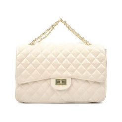 Torebki klasyczne damskie: Skórzana torebka w kolorze beżowym – (S)22 x (W)33 x (G)12 cm