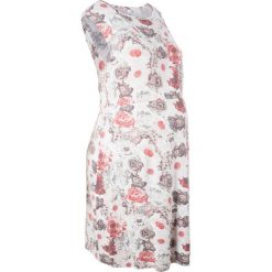 Sukienka ciążowa shirtowa bonprix jasnoróżowo-szary z nadrukiem. Różowe sukienki damskie bonprix, z nadrukiem, z wiskozy, biznesowe. Za 109,99 zł.