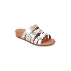 Sandały FitFlop LUMY SLIDE. Szare sandały damskie FitFlop, bez wzorów, bez obcasa, bez zapięcia. W wyprzedaży za 314,30 zł.