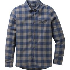 Koszula flanelowa z długim rękawem Slim Fit bonprix niebiesko-zielony w kratę. Niebieskie koszule męskie bonprix, xl, z nadrukiem, bez kołnierzyka, z długim rękawem. Za 59,99 zł.