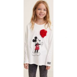 Mango Kids - Top dziecięcy Mickey 110-152 cm. Szare bluzki dziewczęce Mango Kids, z nadrukiem, z bawełny, z okrągłym kołnierzem, z krótkim rękawem, krótkie, bez kaptura. Za 59,90 zł.