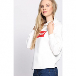 Biało-Czerwona Bluza Spectator. Białe bluzy rozpinane damskie Born2be, l, z kapturem. Za 59,99 zł.